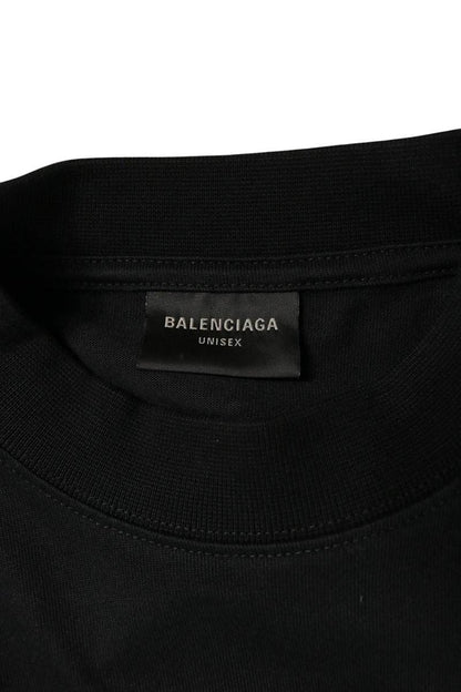 BALENCIAGA BB Logo Print Vintage T-Shirt Black Size 1