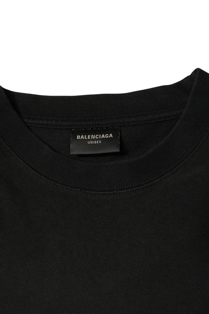 BALENCIAGA Logo Print Vintage T-Shirt Black Size M