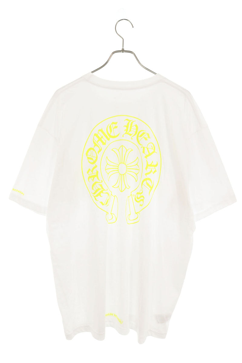 Chrome Hearts Back Horseshoe T-Shirt White/Yellow Size XXL