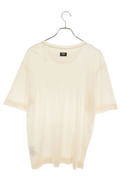 FENDI Logo Patch Silk T-Shirt Off-White Size M