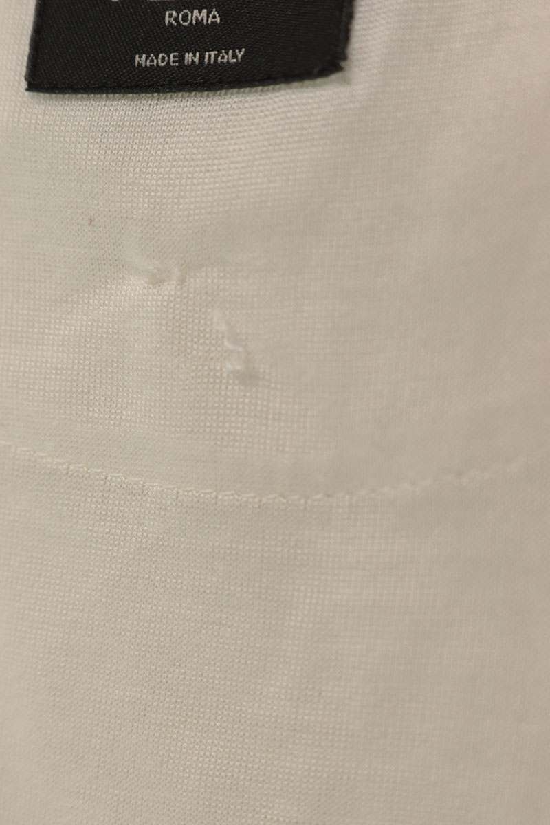 FENDI Logo Patch Silk T-Shirt Off-White Size M