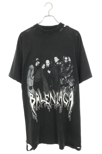 BALENCIAGA 24AW METAL HEADS Vintage T-Shirt Black Size 1
