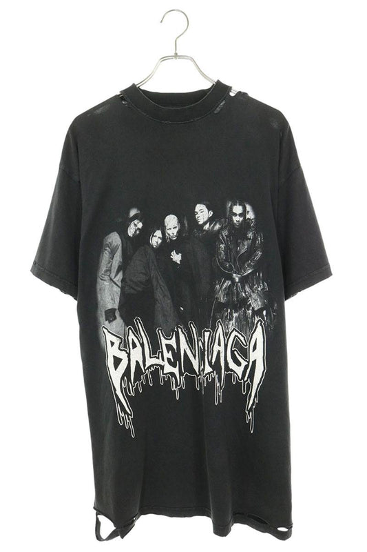 BALENCIAGA 24AW METAL HEADS Vintage T-Shirt Black Size 1