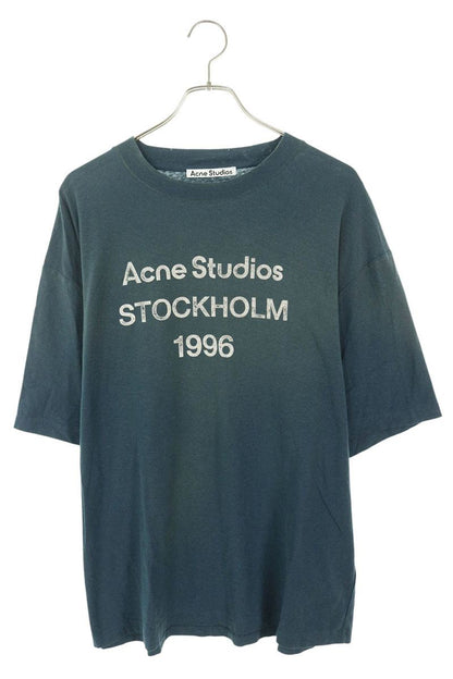 ACNE STUDIOS Logo Print Vintage Wash T-Shirt Blue Size M