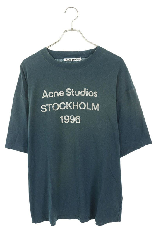 ACNE STUDIOS Logo Print Vintage Wash T-Shirt Blue Size M