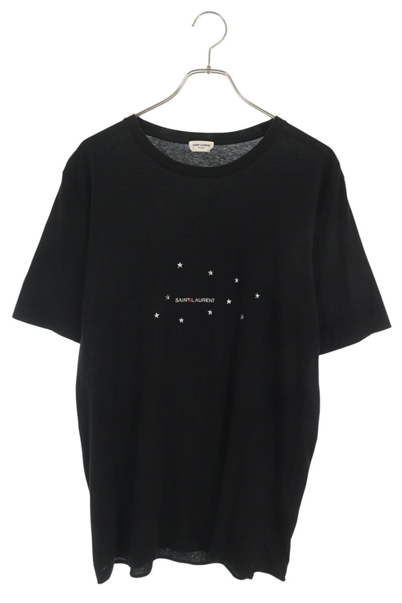 SAINT LAURENT PARIS Logo Star Print T-Shirt Black Size S