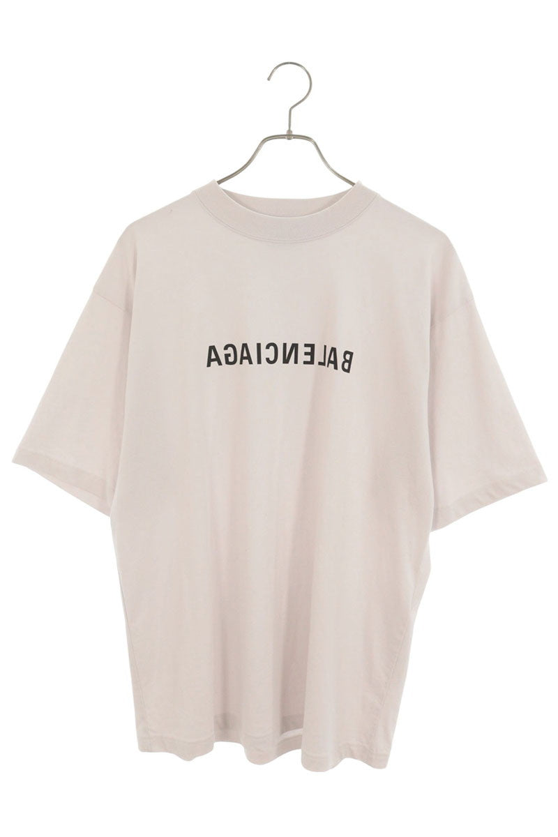 BALENCIAGA Mirror Logo Print T-Shirt Off-White Size S