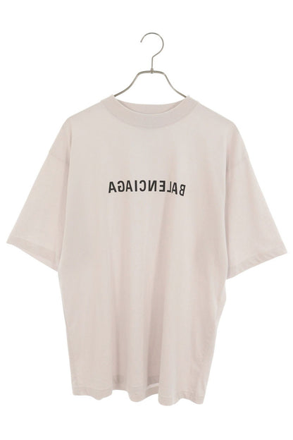 BALENCIAGA Mirror Logo Print T-Shirt Off-White Size S