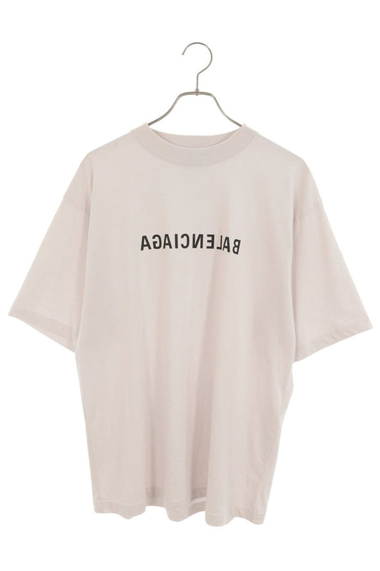 BALENCIAGA Mirror Logo Print T-Shirt Off-White Size S