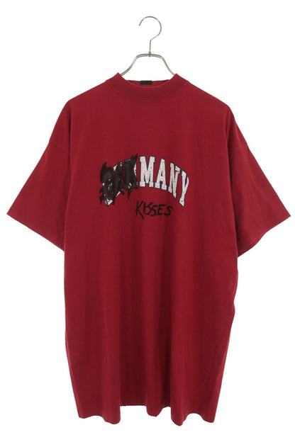 BALENCIAGA Front Logo Mock Neck T-Shirt Red Size 2