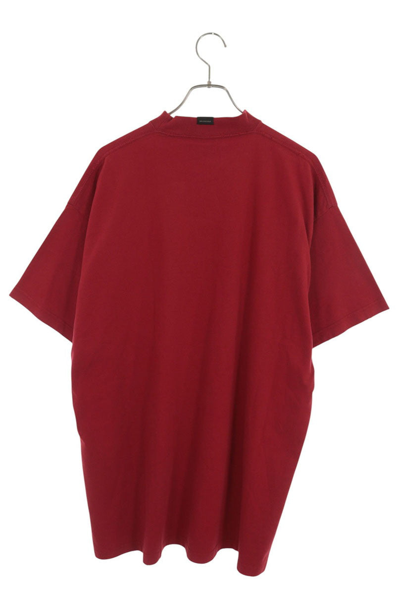 BALENCIAGA Front Logo Mock Neck T-Shirt Red Size 2