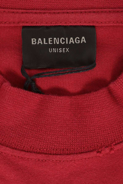 BALENCIAGA Front Logo Mock Neck T-Shirt Red Size 2