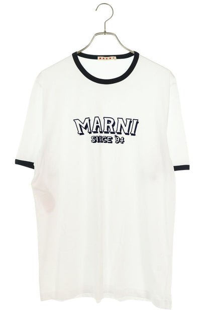 MARNI Flock Print Cotton T-Shirt White Size 50