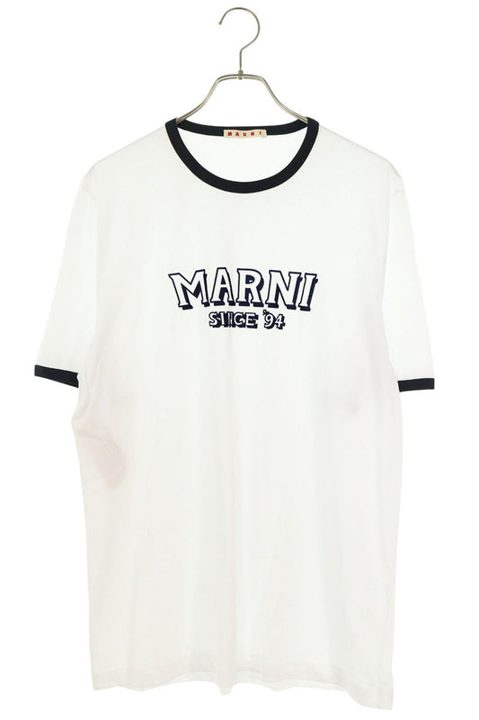 MARNI Flock Print Cotton T-Shirt White Size 50