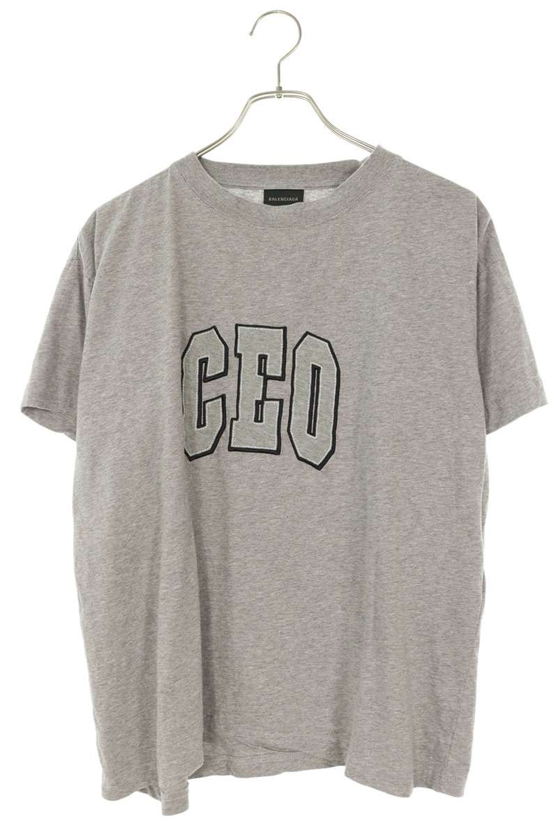 BALENCIAGA CEO Logo Cropped T-Shirt Gray Size XS