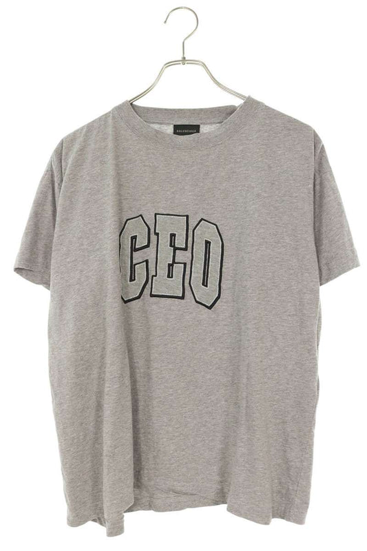 BALENCIAGA CEO Logo Cropped T-Shirt Gray Size XS