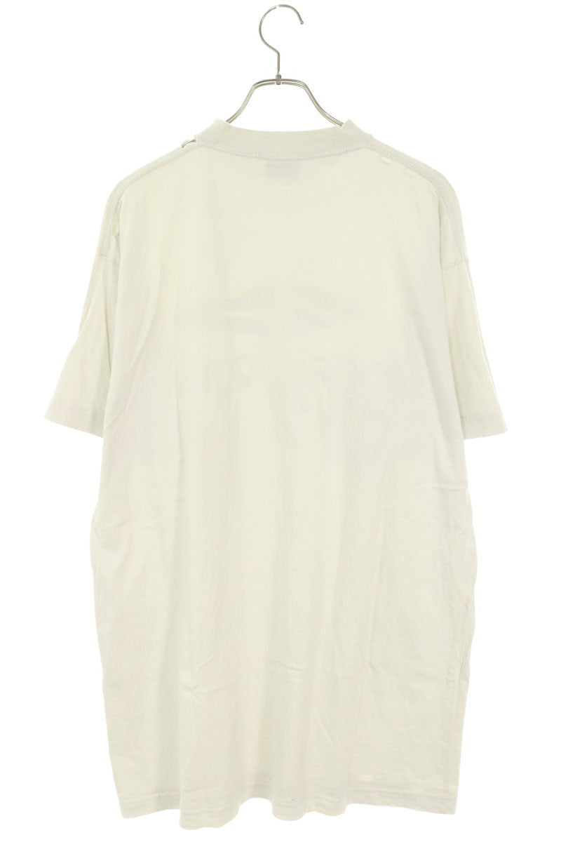 BALENCIAGA Liquified Logo Distressed T-Shirt White Size 1