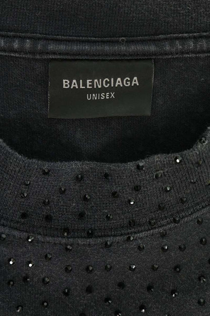 BALENCIAGA Rhinestone Oversized T-Shirt Black Size 4