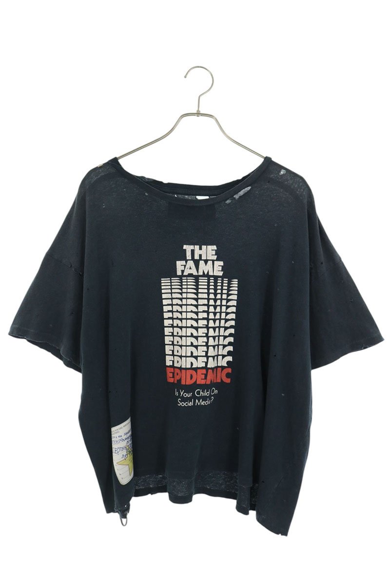 Paly Hollywood FAME EPIDEMIC Print T-Shirt Navy Size M