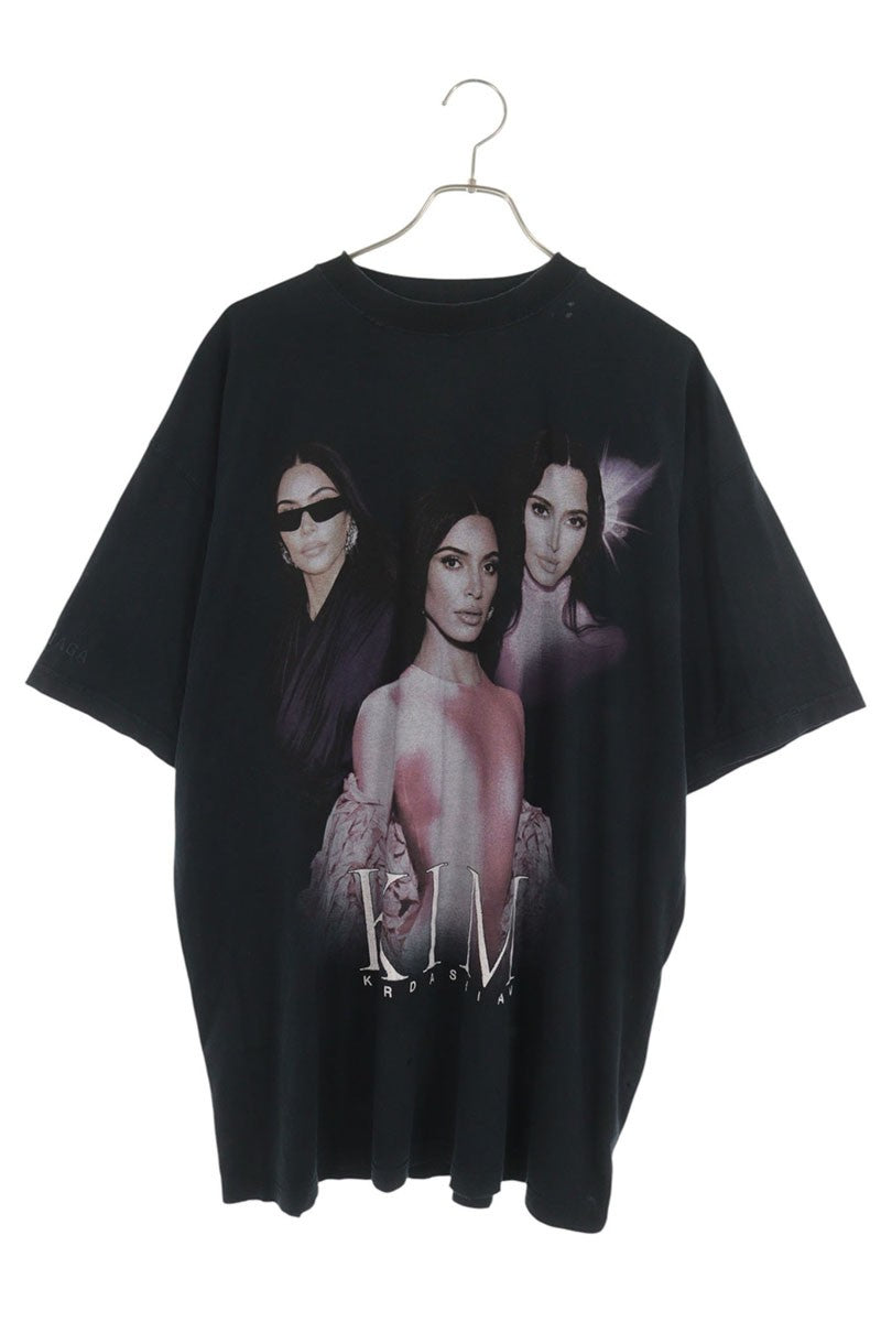 BALENCIAGA Kim Photo Print Vintage T-Shirt Black Size 2