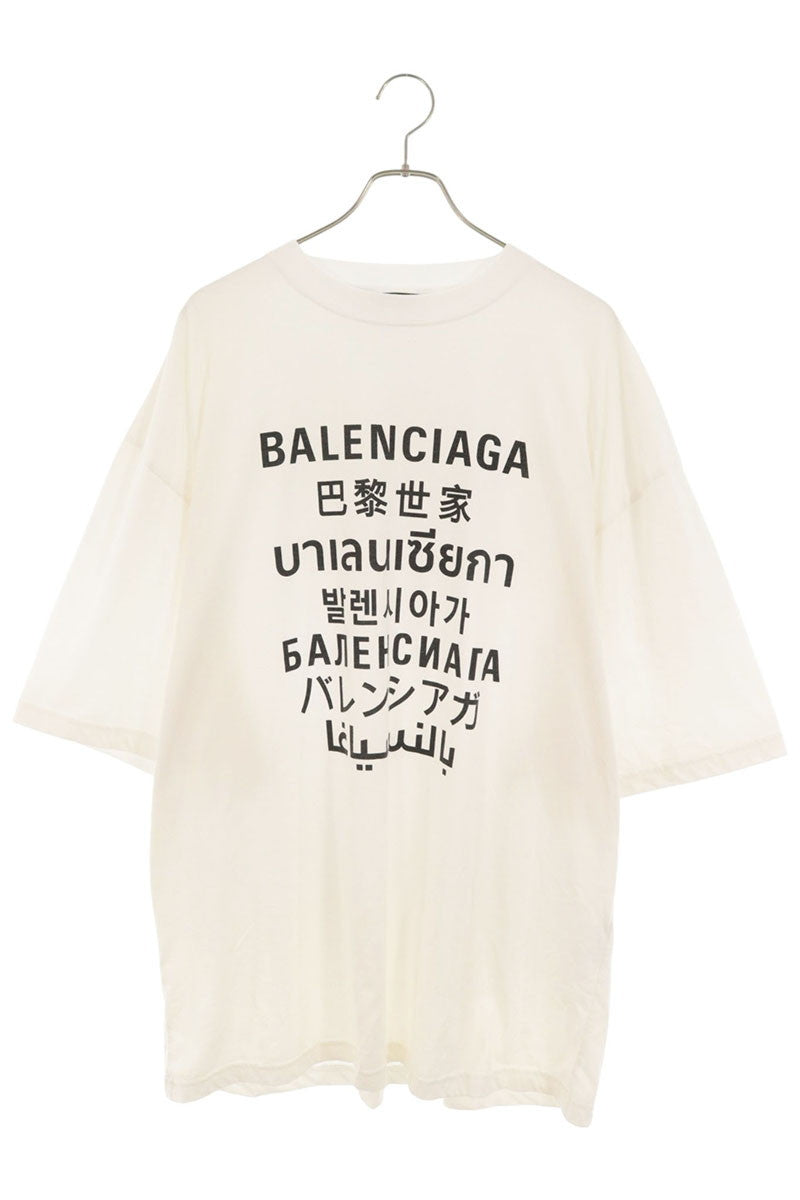 BALENCIAGA Multi Logo Print T-Shirt White Size M
