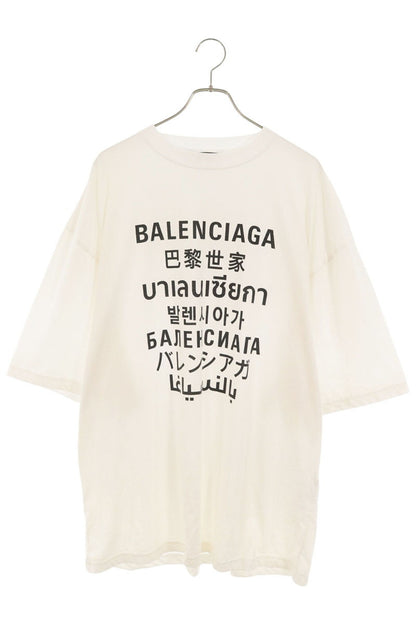 BALENCIAGA Multi Logo Print T-Shirt White Size M