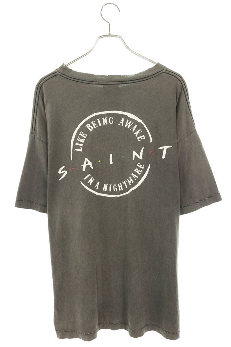 SAINT MICHAEL Heart Print Cotton T-Shirt Black Size XL
