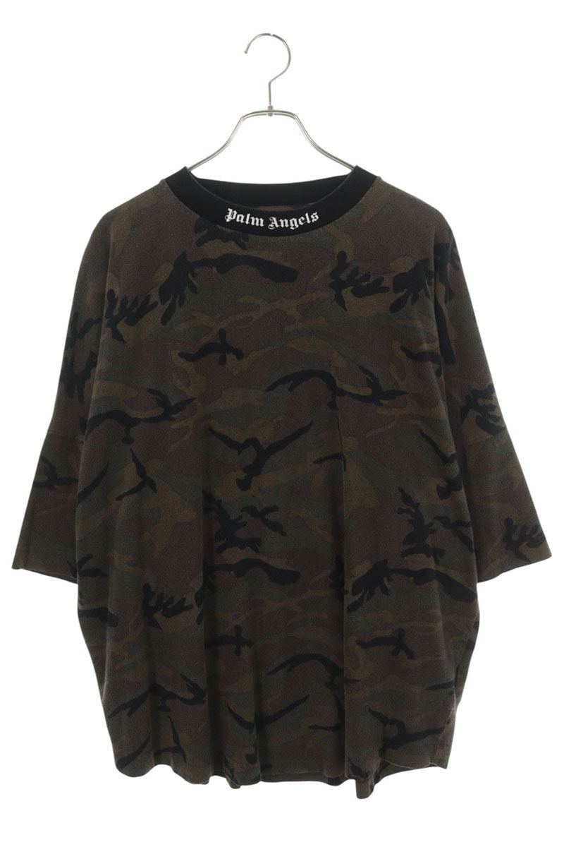 Palm Angels F22JER002 Back Logo Camo T-Shirt Green Size XL