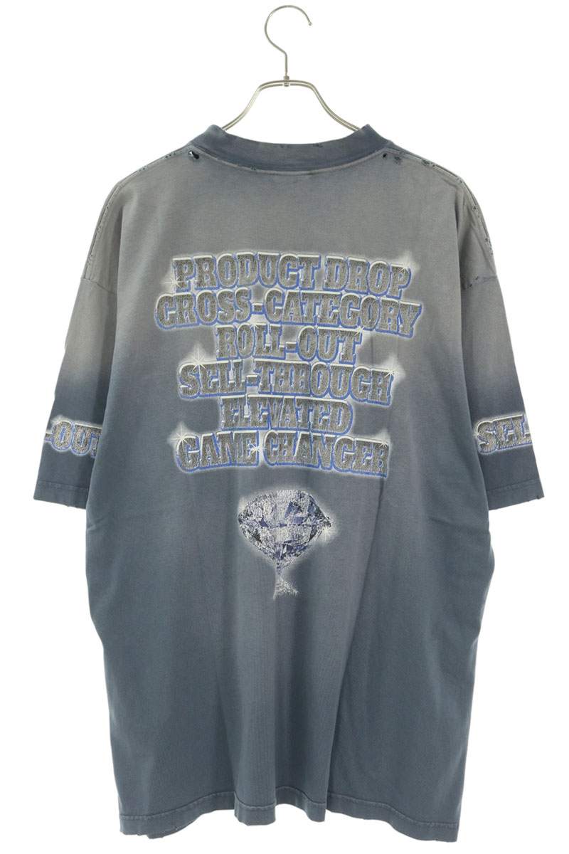 BALENCIAGA SNBN Print Vintage T-Shirt Navy Size L
