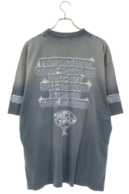 BALENCIAGA SNBN Print Vintage T-Shirt Navy Size L