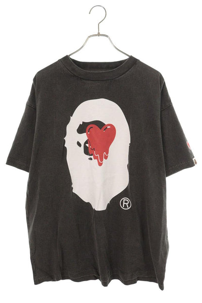 A BATHING APE Logo Print T-Shirt Gray Size XL