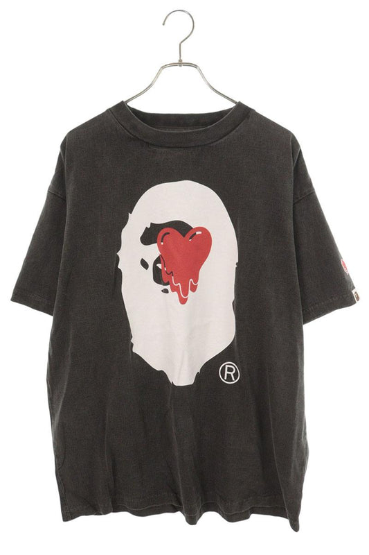 A BATHING APE Logo Print T-Shirt Gray Size XL