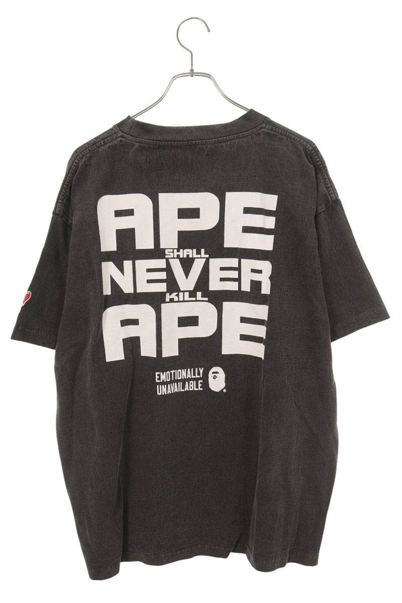 A BATHING APE Logo Print T-Shirt Gray Size XL