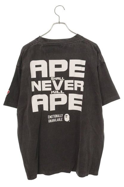 A BATHING APE Logo Print T-Shirt Gray Size XL