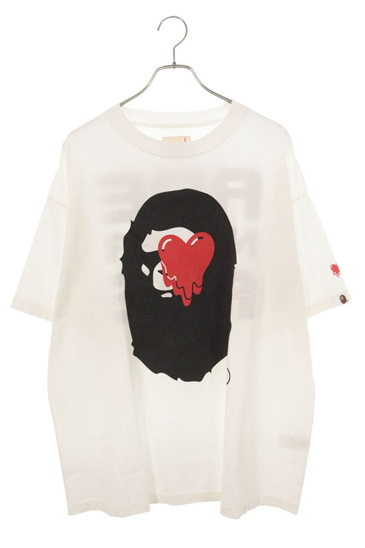 A BATHING APE Logo Print T-Shirt White Size XL