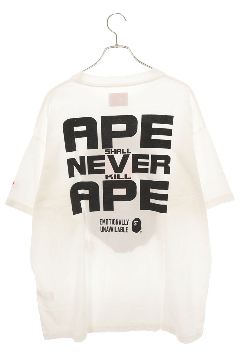 A BATHING APE Logo Print T-Shirt White Size XL