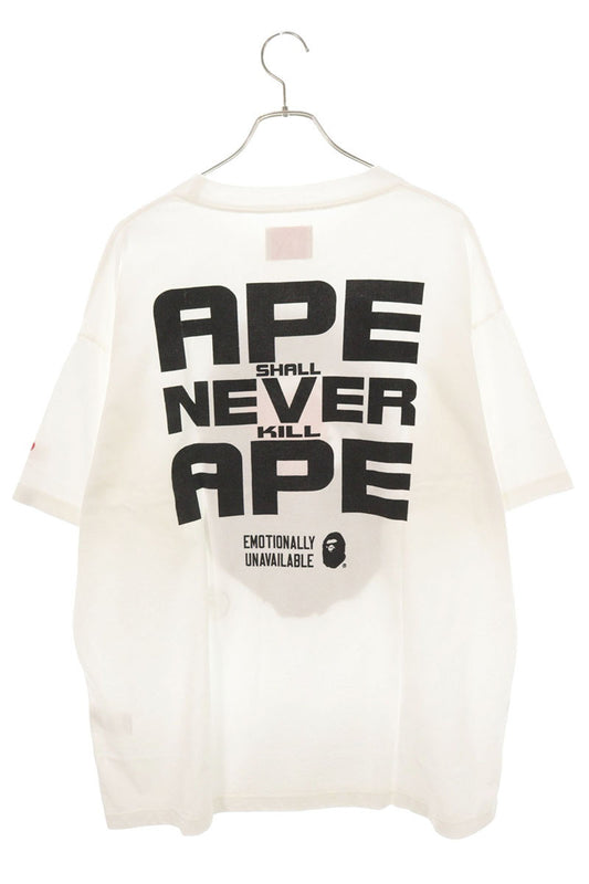 A BATHING APE Logo Print T-Shirt White Size XL