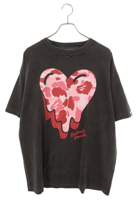 A BATHING APE Camo Print T-Shirt Gray Size XL