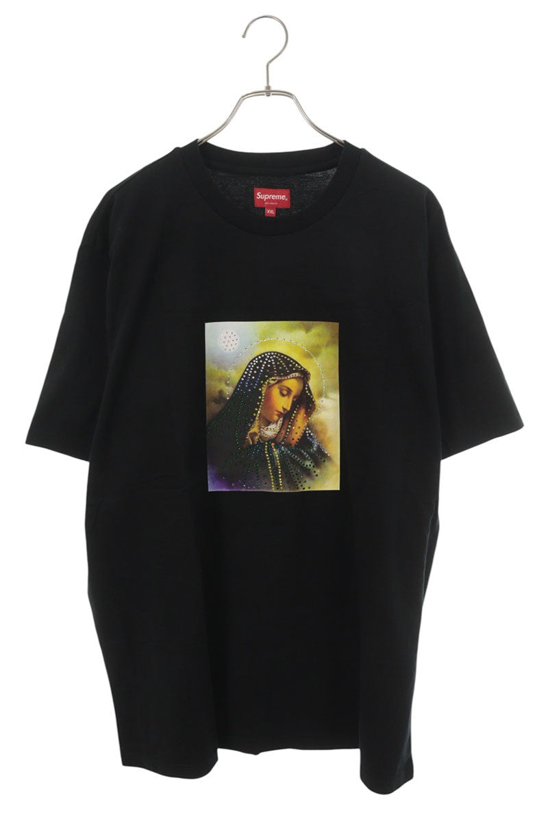 SUPREME 22AW Mary Rhinestone Cotton T-Shirt Black Size XXL