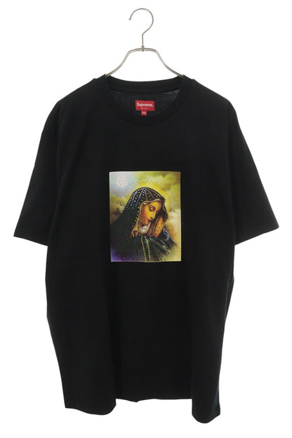 SUPREME 22AW Mary Rhinestone Cotton T-Shirt Black Size XXL
