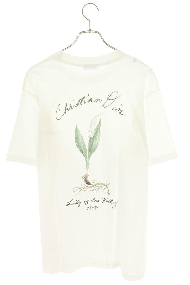 DIOR Handwritten Ringflowe Print Cotton T-Shirt White Size L
