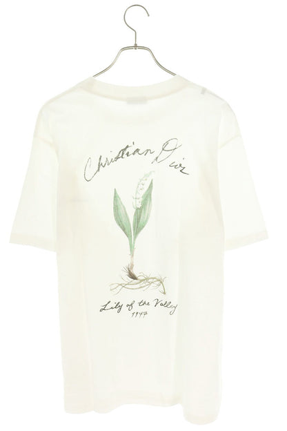 DIOR Handwritten Ringflowe Print Cotton T-Shirt White Size L