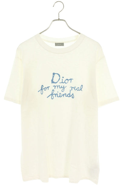 DIOR White Cotton Logo Embroidery T-Shirt Size L