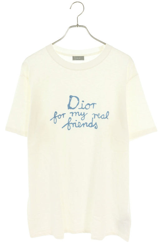DIOR White Cotton Logo Embroidery T-Shirt Size L