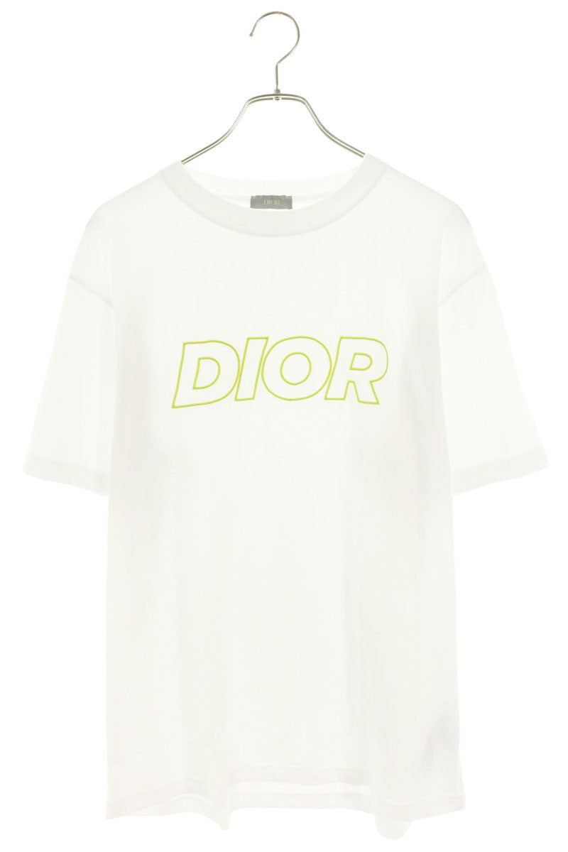 DIOR White Cotton Logo Embroidery T-Shirt Size L