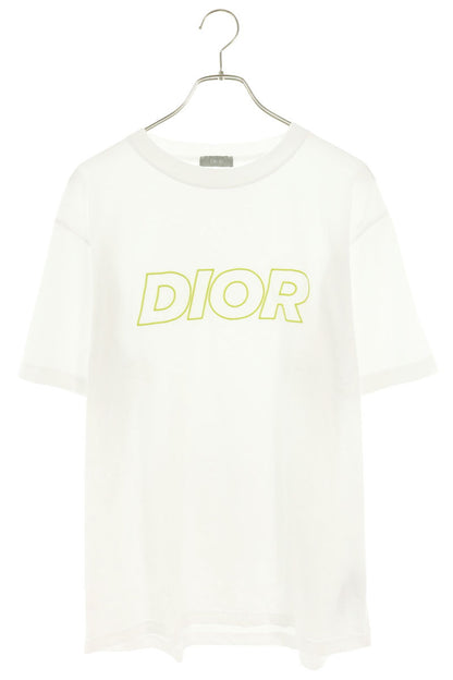 DIOR White Cotton Logo Embroidery T-Shirt Size L