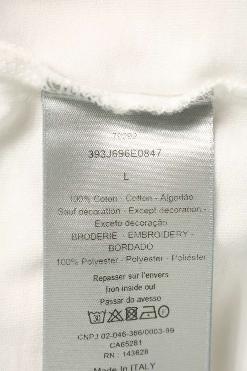 DIOR White Cotton Logo Embroidery T-Shirt Size L