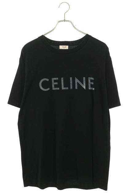 CELINE Logo Print Loose Fit Cotton T-Shirt Black Size S