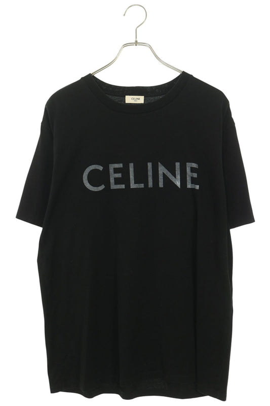 CELINE Logo Print Loose Fit Cotton T-Shirt Black Size S