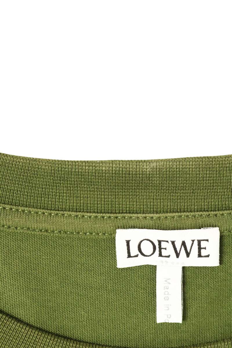 LOEWE Anagram Embroidery Cotton T-Shirt Green Size S